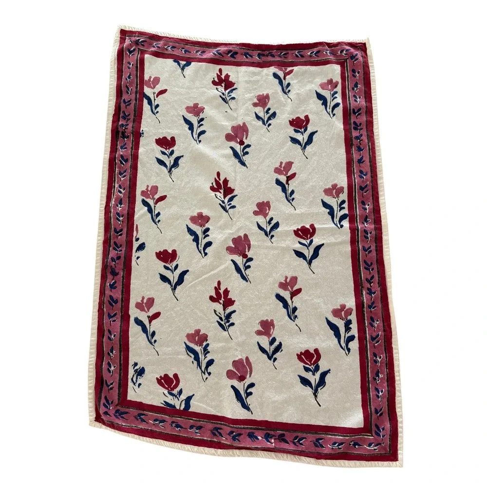 Paisley Label by Kerri Cassill Tea Towels Set/2 White Floral Hand Block Print
